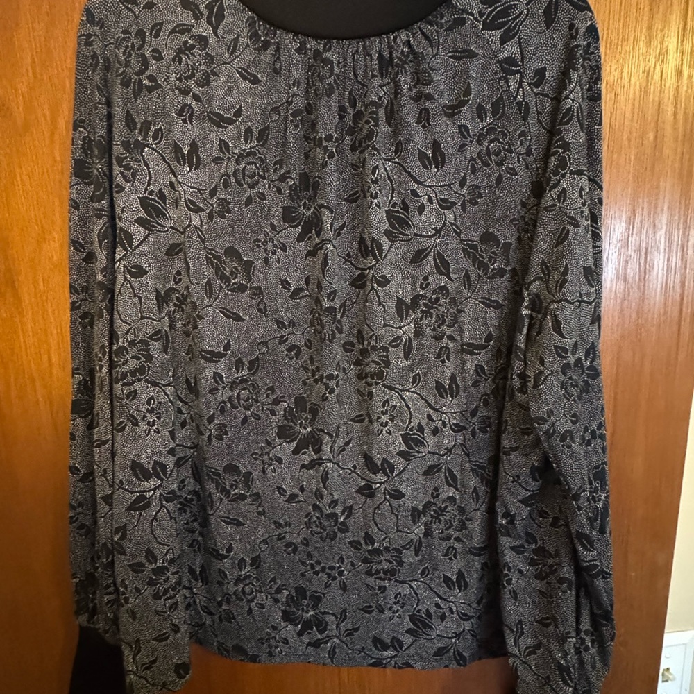 Ann Taylor Black Floral Blouse